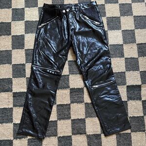Zara faux patent moto pants Sz s